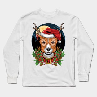 christmas dog santa claus Long Sleeve T-Shirt